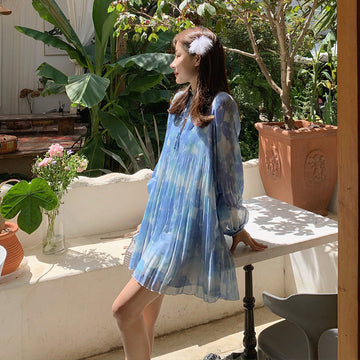 Man Seaside Beach Short Dress Girl Sanya Travel To Take Pictures Loose Temperament Chiffon Dress